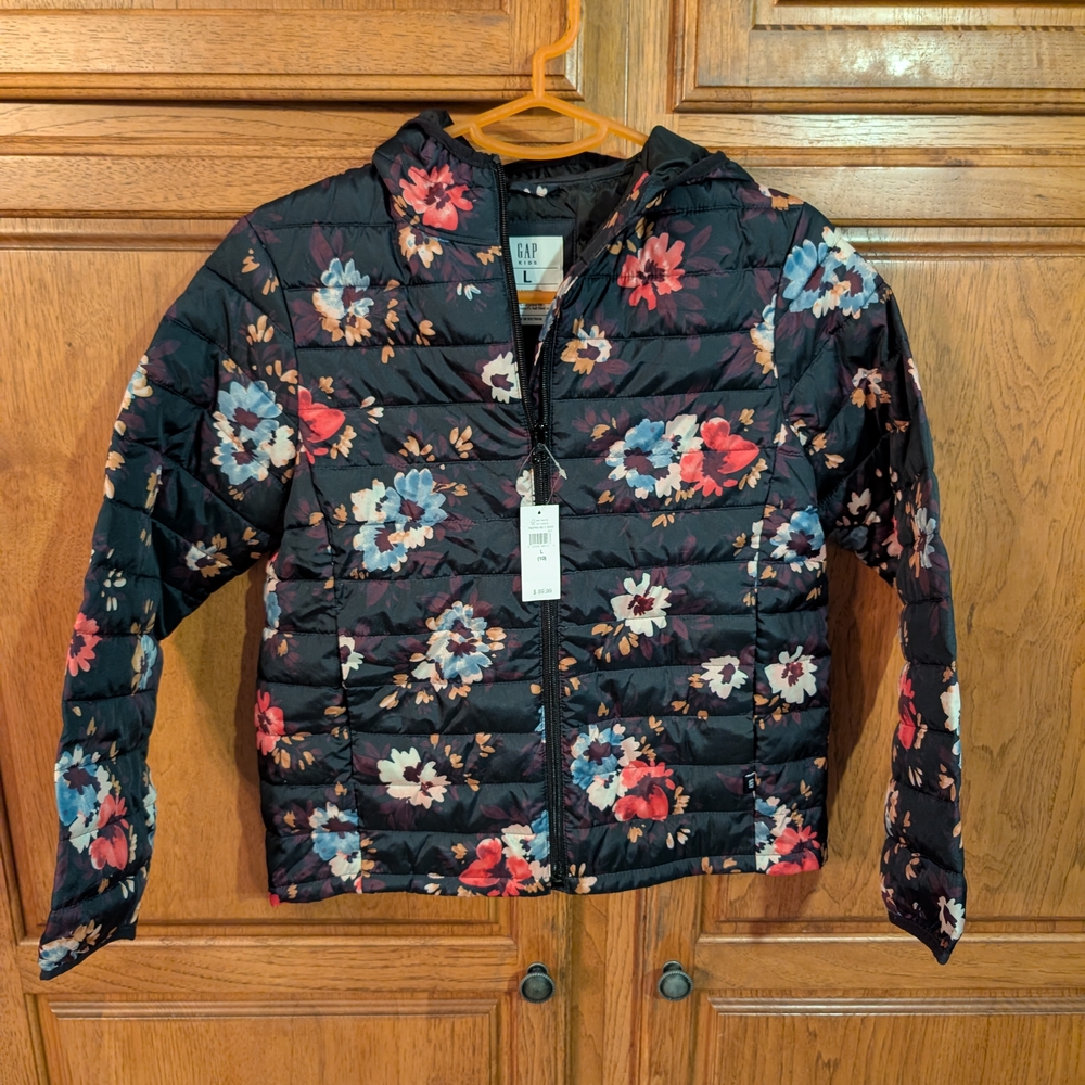 Gap Kids Winter Coat Floral Black Puffer